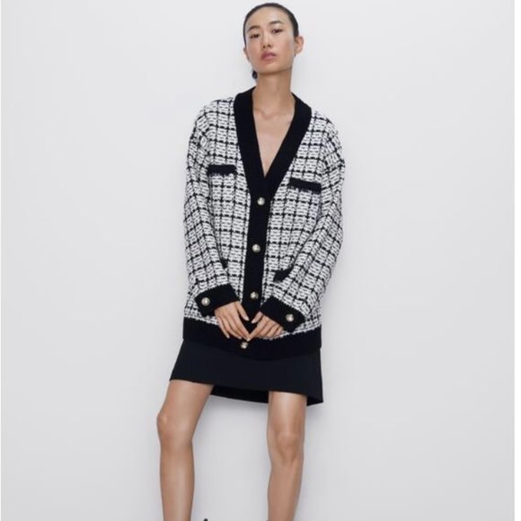ZARA TWEED CARDIGAN Size LARGE - Picture 9 of 14